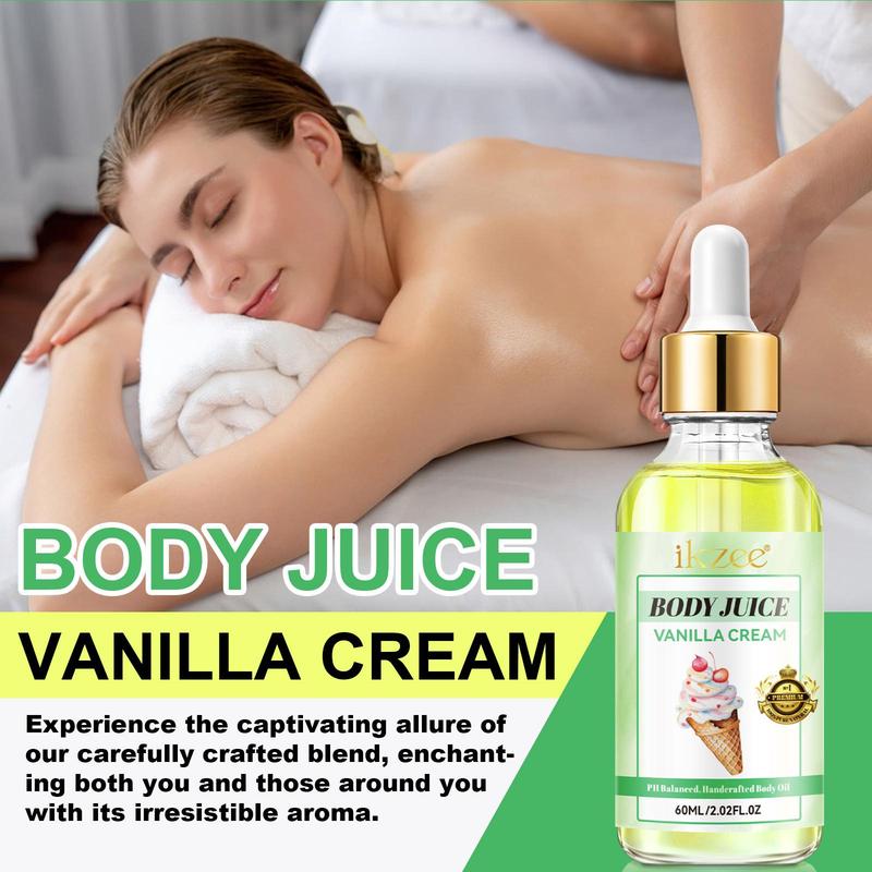 Vanilla Cream Aroma Body Juice Oil, 2 Counts set Natural Moisturizing Body Oil, Body Care Oil for Women & Men, Personal Body Care Product