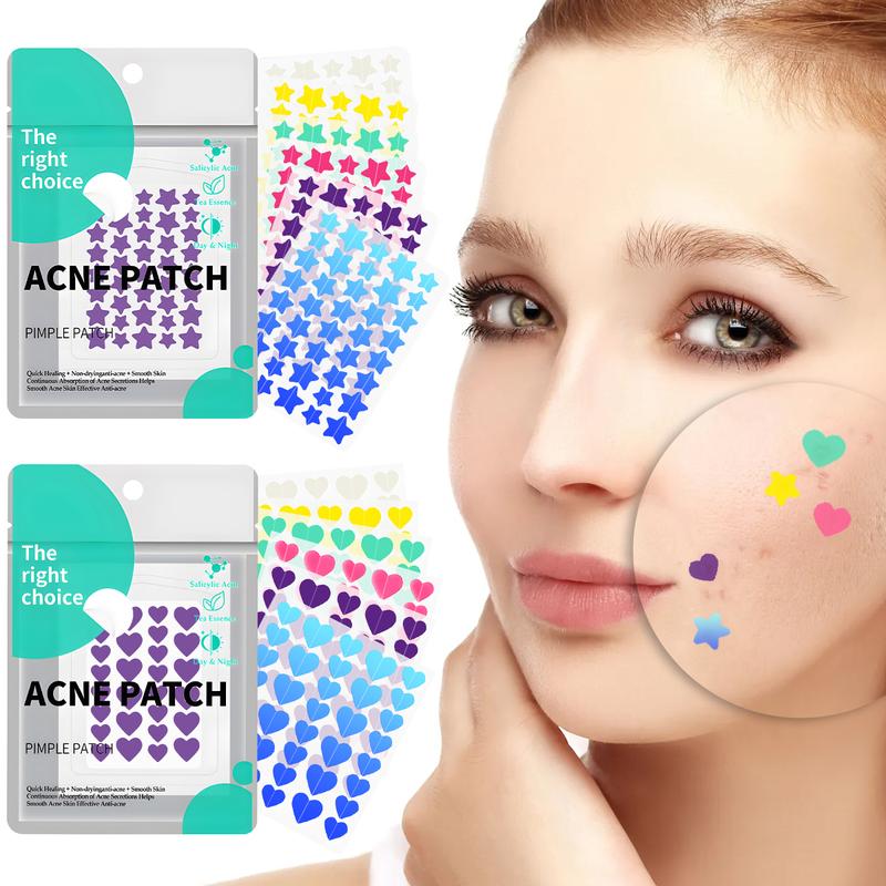 Pimple Patch for face, 2 sizes  Star Patch (240pcs) and Love Patch (216pcs)，Hydrocolloid Acne Patches，Witch Hazel Extract & Tea Tree Oil ， Skincare Skin Repair