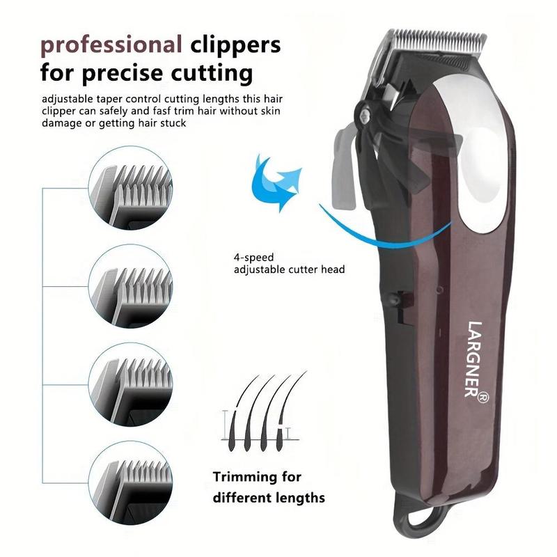 LARGNER Electric Hair Trimmer Kit, 1 Set Portable Hair Clipper with Limit Combs, Professional Hair Trimmer for Men, Great for Travel