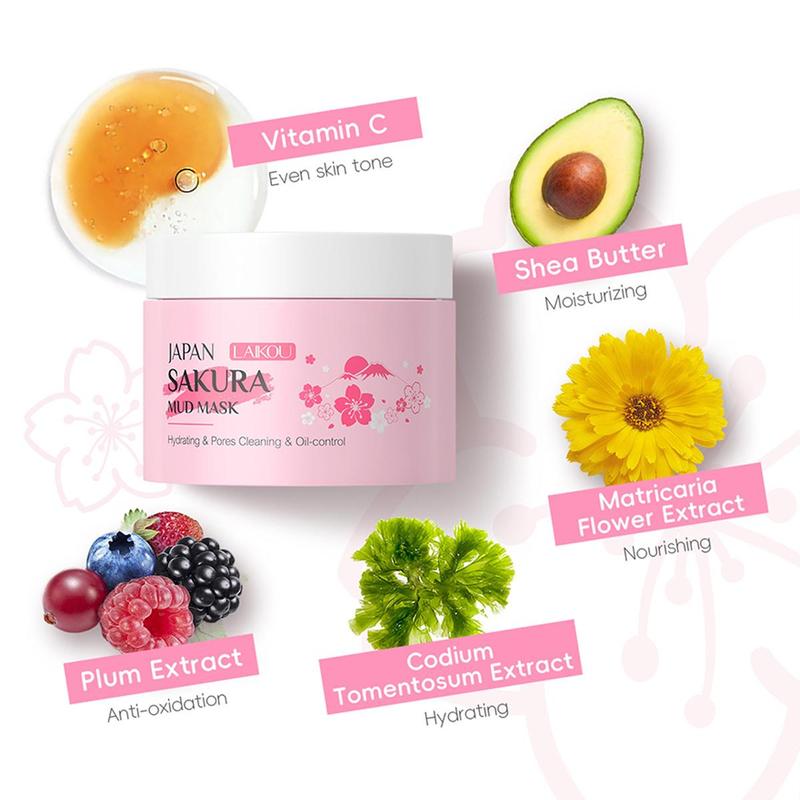 Sakura Deep Cleansing Mud Mask, 3 Counts set Moisturizing Facial Mask, Hydrating Face Mask, Face Care Product for Women & Men