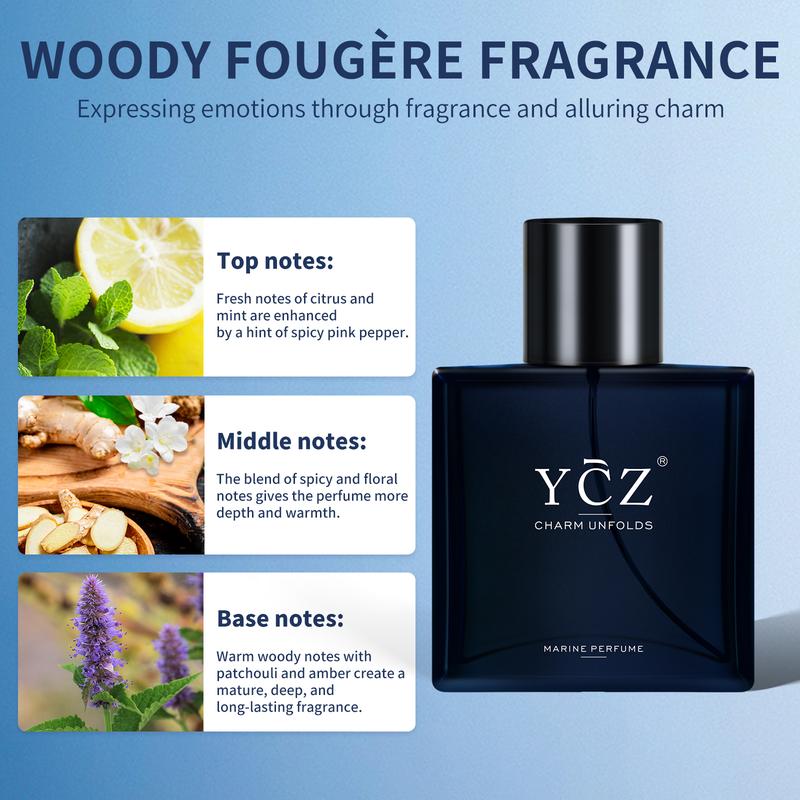 50ml 1.7oz YCZ Midnight Marine Man Eau de Parfum, Long Lasting Man Eau de Parfum , Making it the ideal gentlemen’s gift