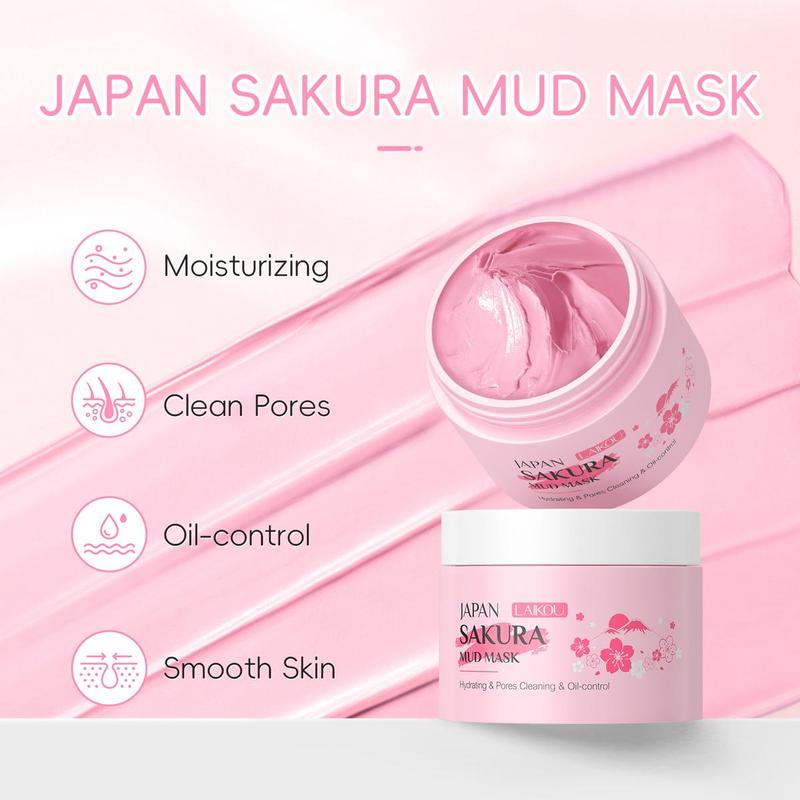 Sakura Deep Cleansing Mud Mask, 3 Counts set Moisturizing Facial Mask, Hydrating Face Mask, Face Care Product for Women & Men