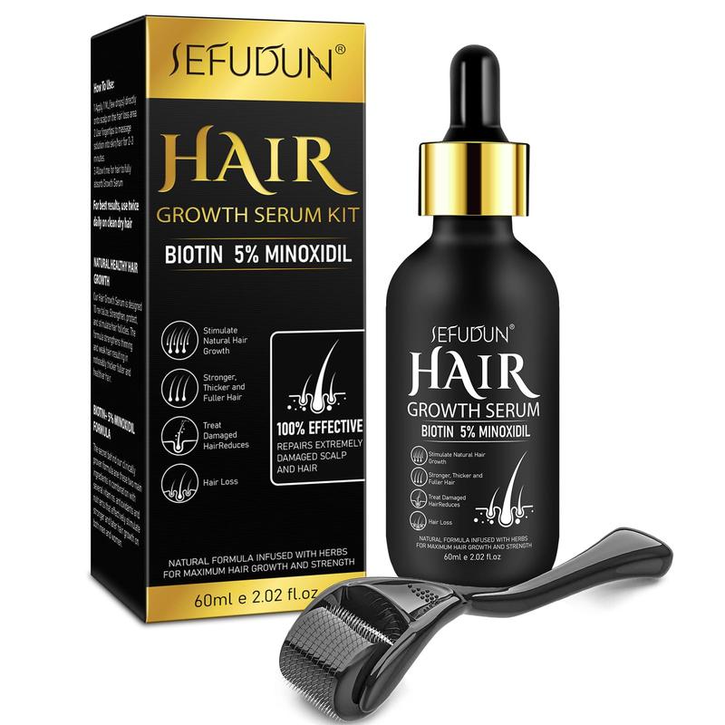 Sefudun 5% Minoxidil HairSerum(60ml), with Hair Roller Set, Back To School, Deals for You Days