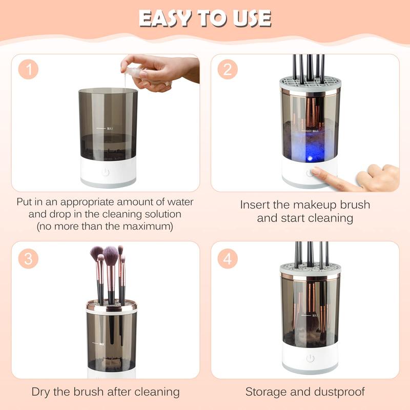 Electric Makeup Brush Cleaner, Makeup Brush Cleaner Machine with Brush Clean Mat, Automatic Cosmetic Brush Cleaner Makeup Brush Tools for All Size Beauty Makeup Brushes Set, Gift for Women Wife Friend