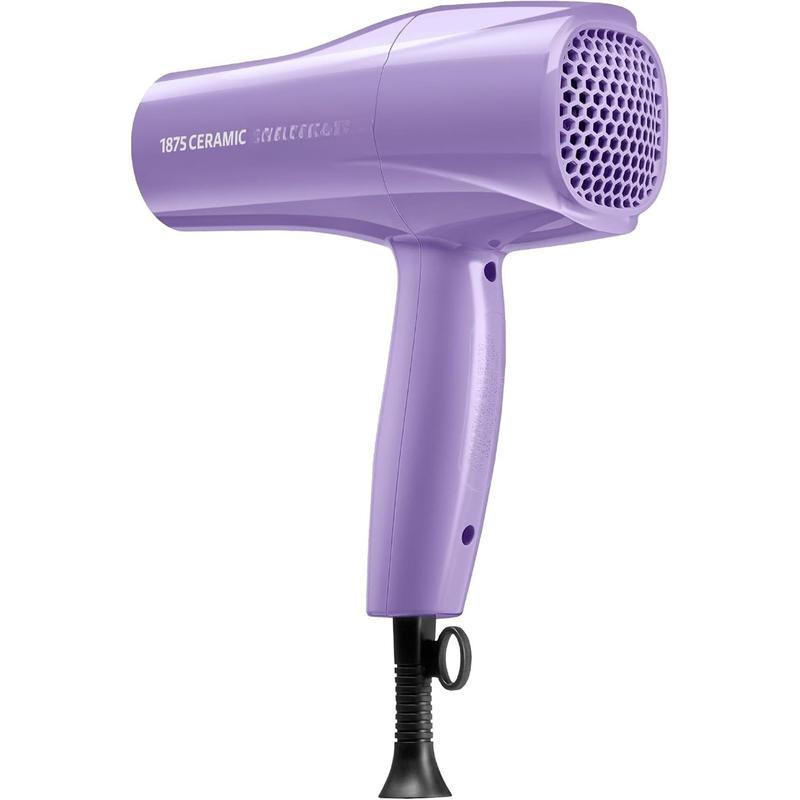 1875 Ceramic Hair Dryer,  Fast Drying, Multi-Setting with Comb Attachment, Additional Detangler Included, Slide Bar , Compact for Home & Travel (Purple)