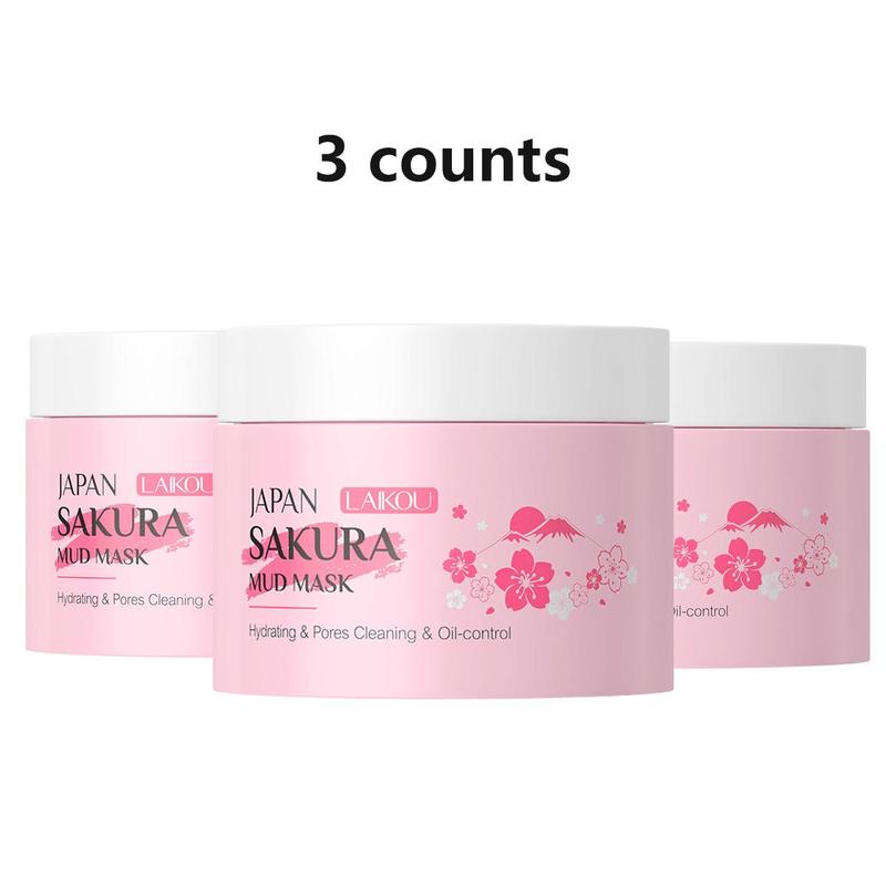 Sakura Deep Cleansing Mud Mask, 3 Counts set Moisturizing Facial Mask, Hydrating Face Mask, Face Care Product for Women & Men