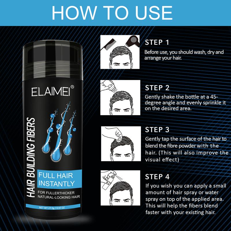 ELAIMEI Hair Fibers - Natural Plant-Sourced Keratin Protein - Thicker Fuller Men's & Women's Hair - Undetectable - 0.97oz Bottle - Hair Care Comfort