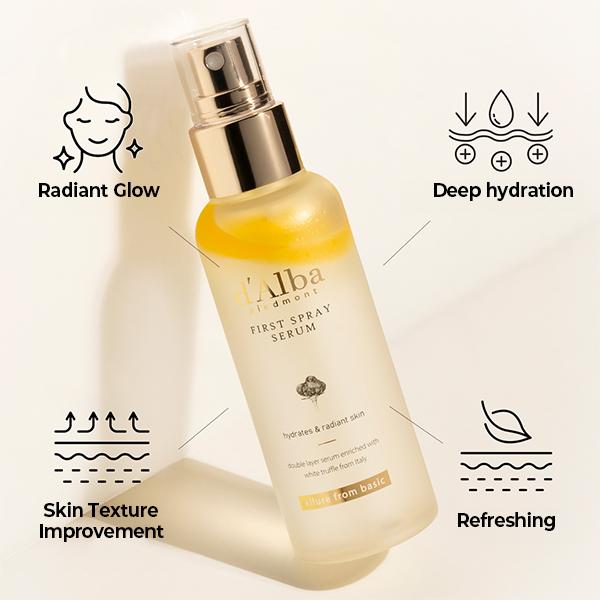 [d'Alba piedmont]  Italian White Truffle First Spray Serum, Vegan Skin Care, All In One Mist, Korean Skin Care facial serum