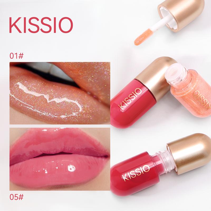 KISSIO Lip Plumper,Color Lip Plumper Gloss,Plant Extracts Plumping Lip Serum,Moisturizing Lip Gloss ,The packaging is very small and easy to carry(2PCS)