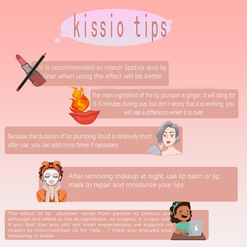 KISSIO Lip Plumper,Color Lip Plumper Gloss,Plant Extracts Plumping Lip Serum,Moisturizing Lip Gloss ,The packaging is very small and easy to carry(2PCS)