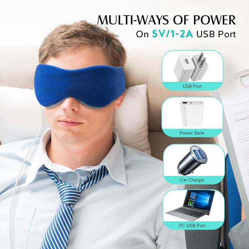 Heated Eye Mask, Warm Eye Compress Mask for Dry Eyes, USB Electric Eye Heating Pad with Temperature & Timer Control, Dry Eye Mask for Relax & Reduce Eye Strain Dark Circle Dry Eye Improve Sleep