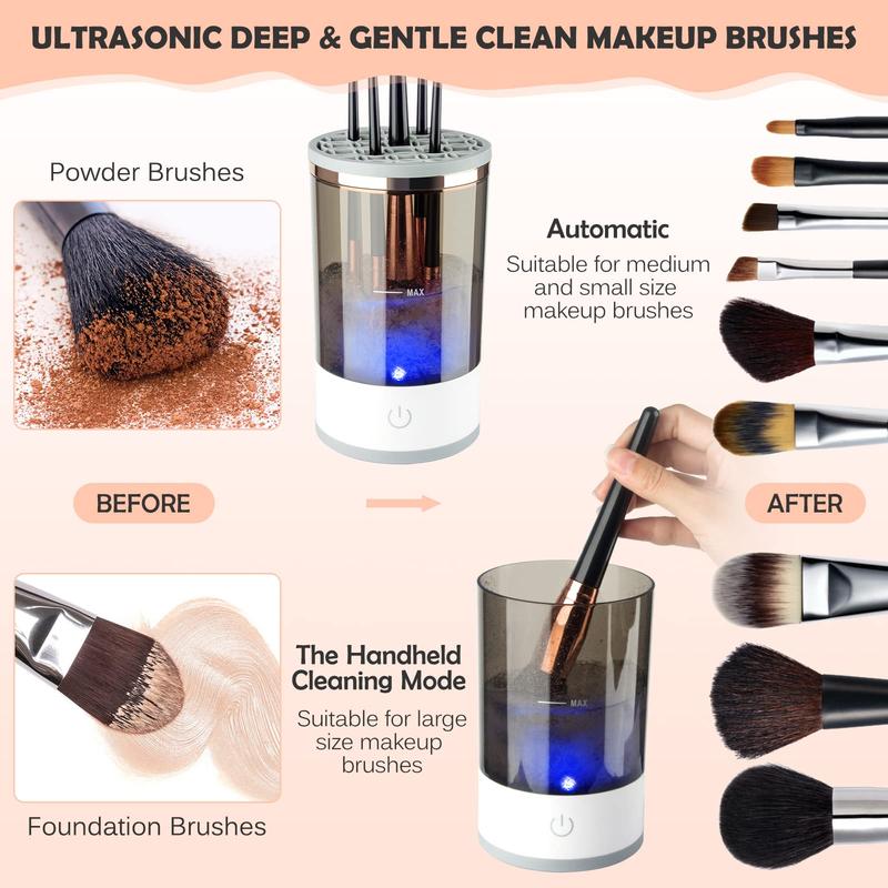 Electric Makeup Brush Cleaner, Makeup Brush Cleaner Machine with Brush Clean Mat, Automatic Cosmetic Brush Cleaner Makeup Brush Tools for All Size Beauty Makeup Brushes Set, Gift for Women Wife Friend