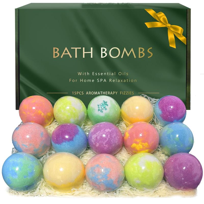 15pcs Bath Balls Gift Set for Women, Handmade Bubble Bath Balls, Christmas Relaxation Gift