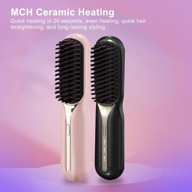 Cordless Hair Straightener, Electric Hair Straightening Brush, 3-speed Adjustable Temperature Straightening Styling Comb, Christmas Gift