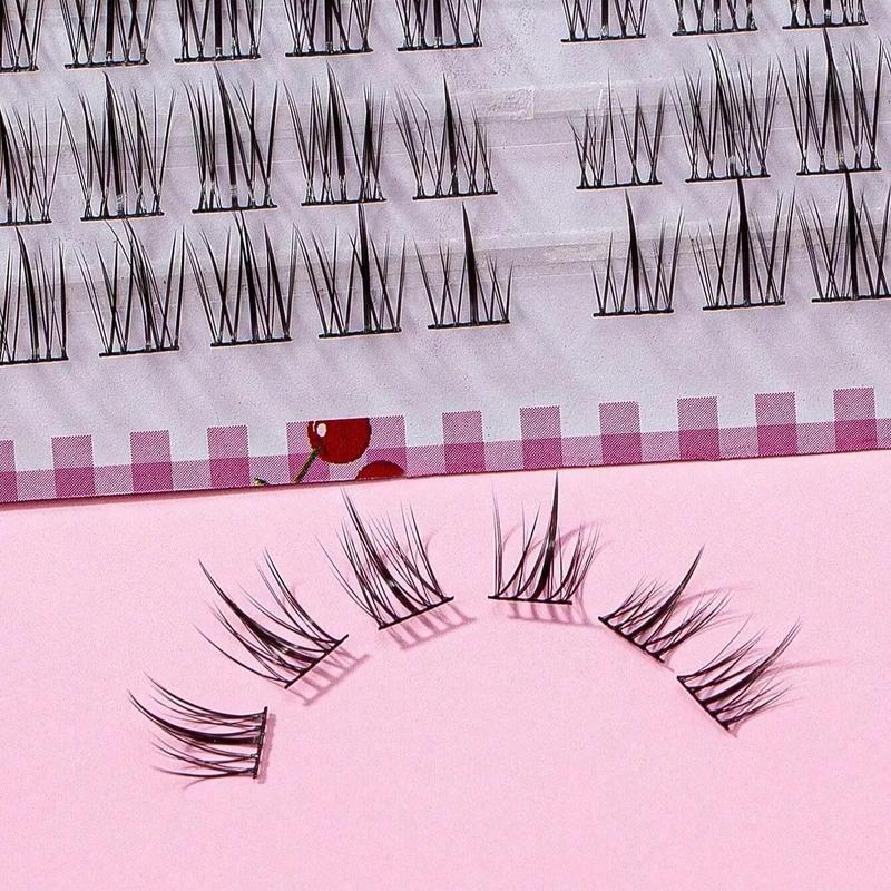 Individual False Eyelashes with Tweezers & Glue, 1 Box Natural Look Manga Eyelash for Extensions, False Eyelashes for Women & Girls