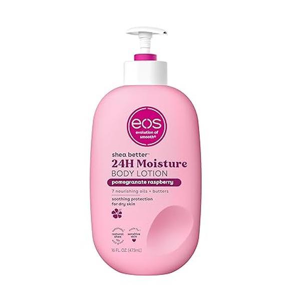 eos Shea Better Body Lotion- Pomegranate Raspberry, 24-Hour Moisture Skin Care, Lightweight & Non-Greasy, Made with Natural Shea, Vegan, 16 fl oz