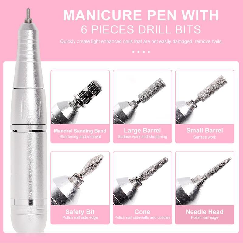 Electric Nail Drill Machine, 1 Box Professional Nail File Machine & Accessories, Portable Nail Care Tool for Polishing & Grinding