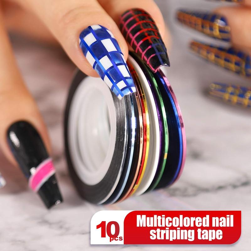 Nail Art Tool Set, 1 Set Nail Art Brush & Nail File & Nail Dotting Pen & Striping Tape, Professional Manicure Tool Set for Home & Salon Use