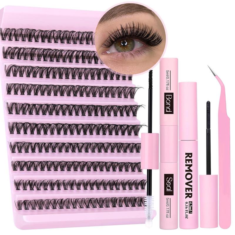 Natural Eyelash Extensions Kit, 200pcs Mixed Length Individual False Eyelashes, Self Grafting Curl Eyelashes, Professional Eye Makeup Accessories for Women, Christmas Gift