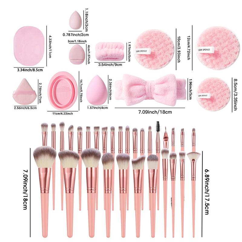 Professional All in One Makeup Tool Set, 57pcs set Makeup Brush & Face Wash Puff & Wrist Strap & Cleaning Bowl, Beauty & Personal Care Product