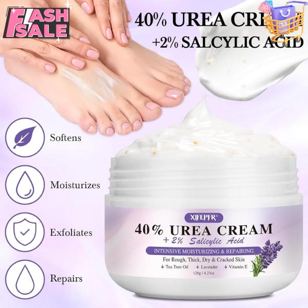 Foot Soak Set Callus Remover Pedicure Kit - Urea Cream 40%, Lavender Foot Soak Salt with Epsom Salt & Foot File for Dead Skin, Foot Care Kit for Dry Cracked Heels