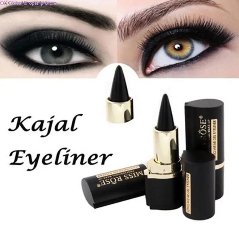 Black Eyeliner Pencil Waterproof Eye Enhancing Stick Solid Thick Gel Smooth 24 Hours Long Lasting Smoky Eye Liner Cosmetic Beaut Smudgeproof Lipliner Makeup