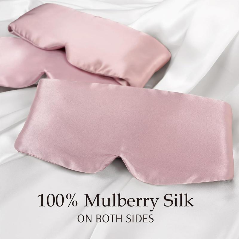 Mulberry Silk Sleep Mask Eye Mask for Man and Woman with Adjustable Headband, Full Size Large Sleep Mask & Blindfold for Total Blackout for All Night Sleep, Travel & Nap- Light Plum