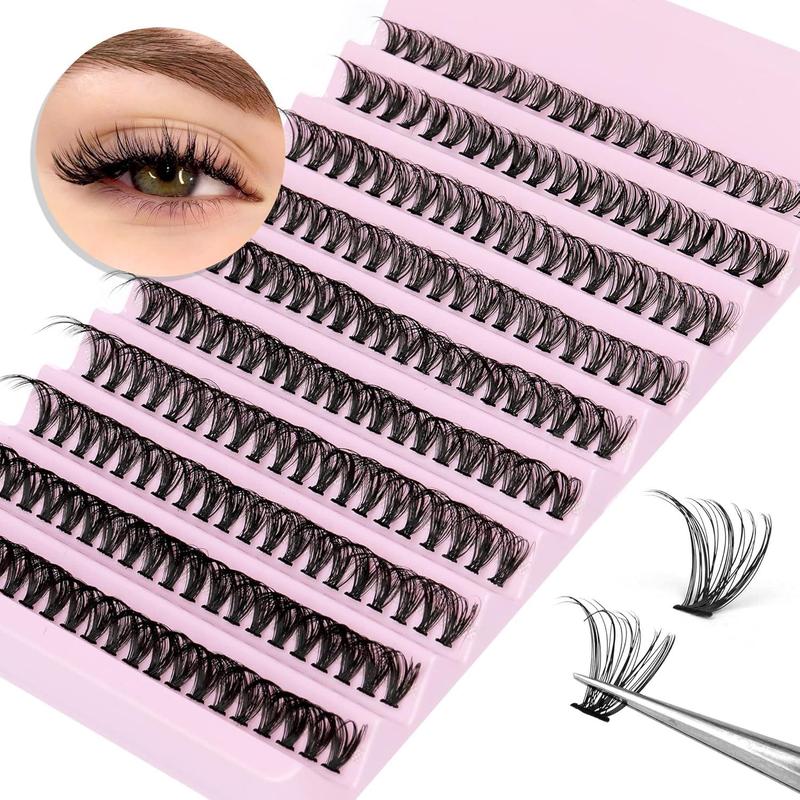 Natural Eyelash Extensions Kit, 200pcs Mixed Length Individual False Eyelashes, Self Grafting Curl Eyelashes, Professional Eye Makeup Accessories for Women, Christmas Gift