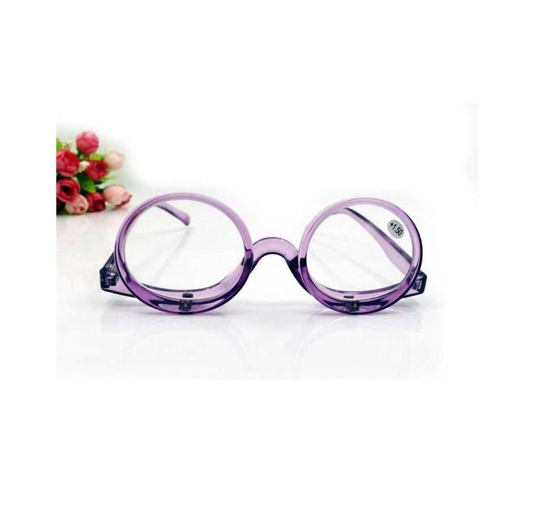 Cosmetic 2-In-1 Makeup Glasses with Magnified Mirror and Flip Down Tool