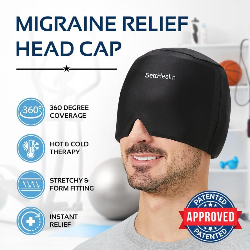 Migraine Relief Cap Ice Head Wrap Headache and Migraine Hat | Headache Relief with Hot Cold Gel Head Ice Pack with Face and Eye Headache Mask Compress