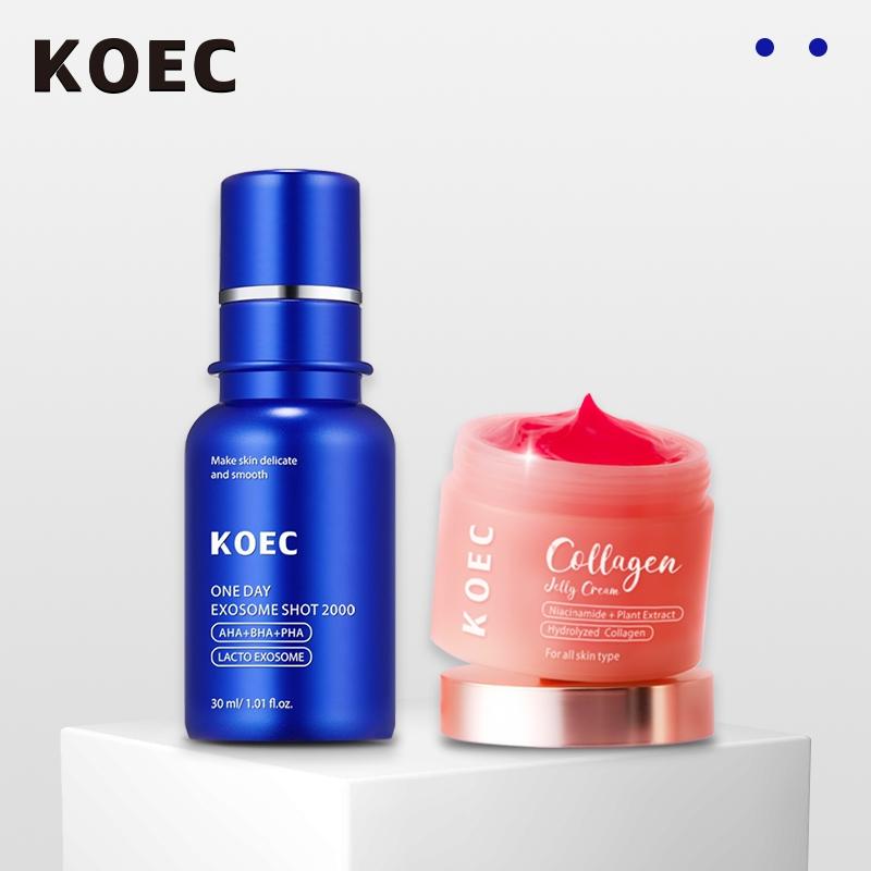 KOEC-Collagen Jelly Cream+Zero Exosome Spicule Shot Serum Skincare-Niacinamide & Freeze-Dried Hydrolyzed Collagen - Boosts skin's barrier hydration and gives 24h Glow & Lifted Look -  Korean skincare Skin Repair Hydrate