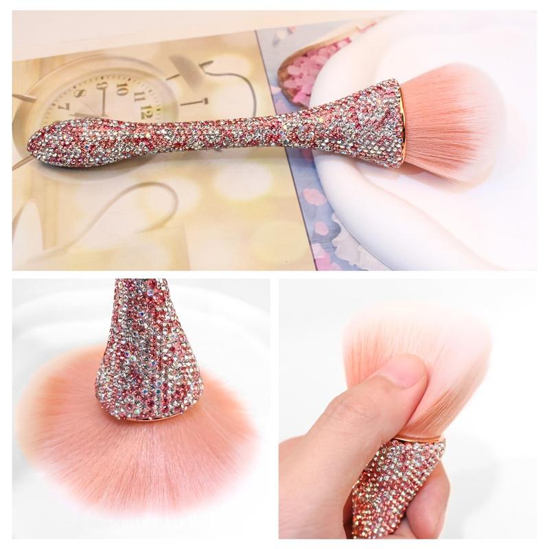 Rhinestone Decor Nail Dust Brush, 1 Count Professional Nail Art Dust Removal Brush, Manicure & Pedicure Tool for Home & Salon Use