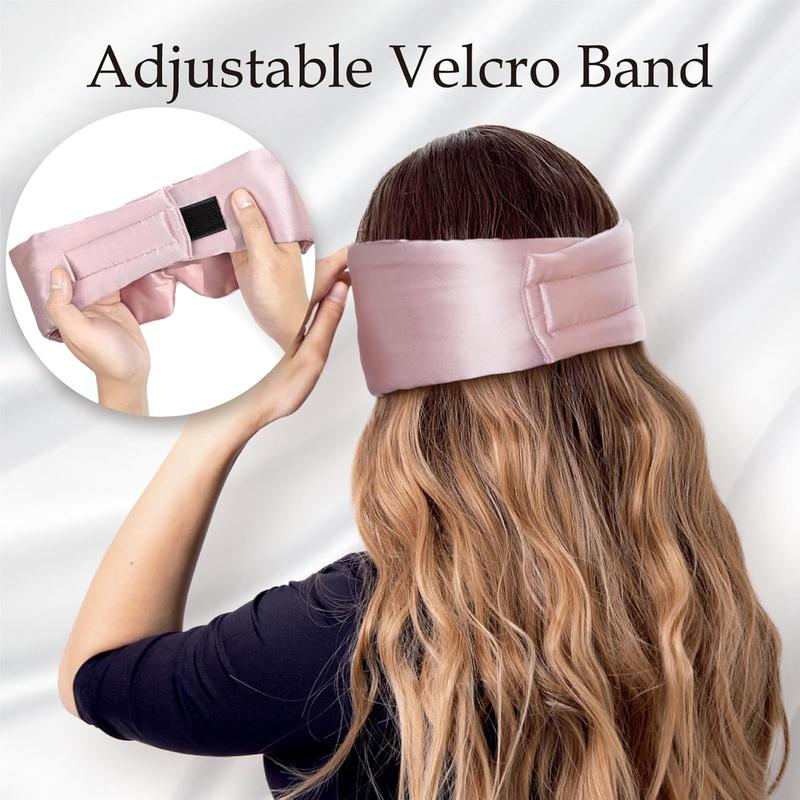 Mulberry Silk Sleep Mask Eye Mask for Man and Woman with Adjustable Headband, Full Size Large Sleep Mask & Blindfold for Total Blackout for All Night Sleep, Travel & Nap- Light Plum