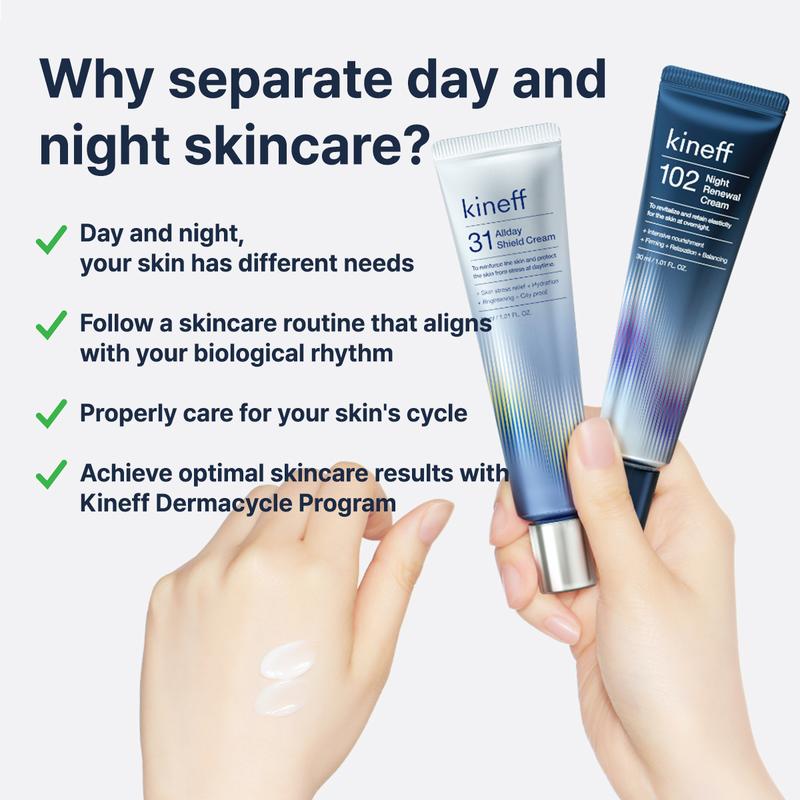 Kineff Dermacycle Program (All-day & Night) Centella Asiatica Niacinamide Tocotrienol Facial Cream (30mL x2) Skincare Intensive Hyaluronic Acid Peptides Shea Butter Rice Bran Oil Avocado Extract