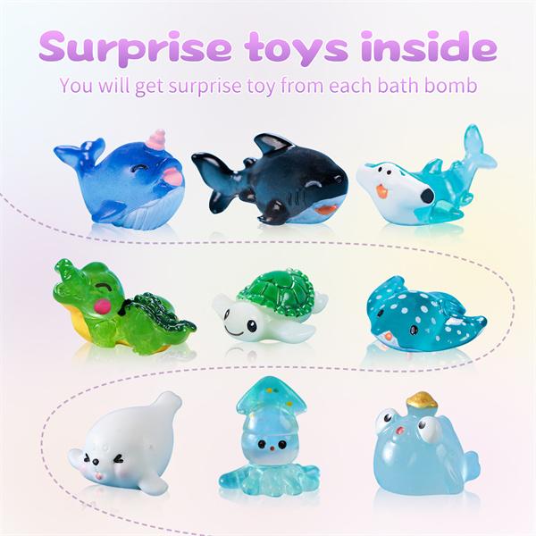 Bath Bombs for Kids with Surprise Inside 9 Pack Bath Bombs Gift Set Natural Organic Bubble Bath Bombs with Ocean Sea Animal Toys for Boys Girls Toddlers