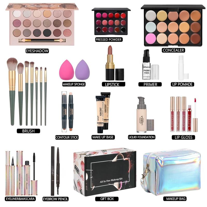 Makeup Sets for Teens Makeup Kit for Women Full Kit Makeup set Makeup Kit Eyeshadow Palette Foundation Mascara Contour Lipgloss Makeup Teenager Gift