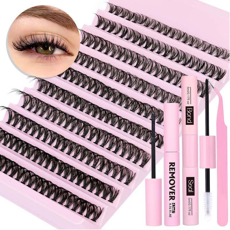 Natural Eyelash Extensions Kit, 200pcs Mixed Length Individual False Eyelashes, Self Grafting Curl Eyelashes, Professional Eye Makeup Accessories for Women, Christmas Gift