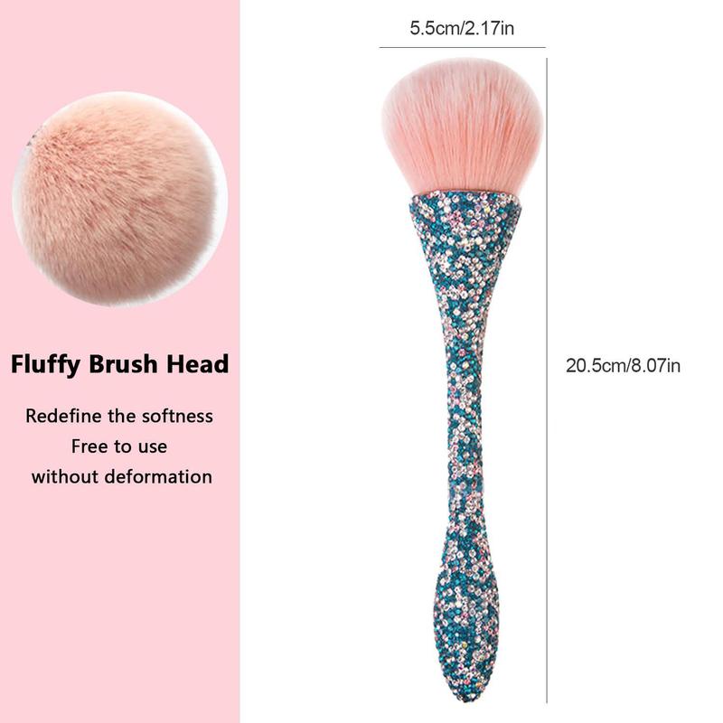 Rhinestone Decor Nail Dust Brush, 1 Count Professional Nail Art Dust Removal Brush, Manicure & Pedicure Tool for Home & Salon Use