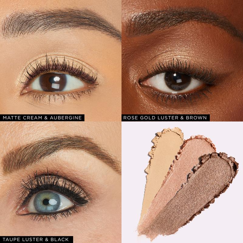 tarte quick stick eyeshadow trio - waterproof, cream shadow stick and liner