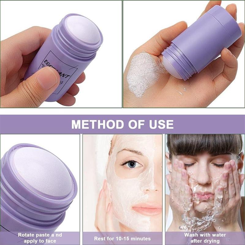 Green Tea Eggplant Purifying Mud Film Stick, 2 Counts set Exfoliating Soild Facial Mask, Moisturizing Deep Cleansing Face Mask for All Skin Types