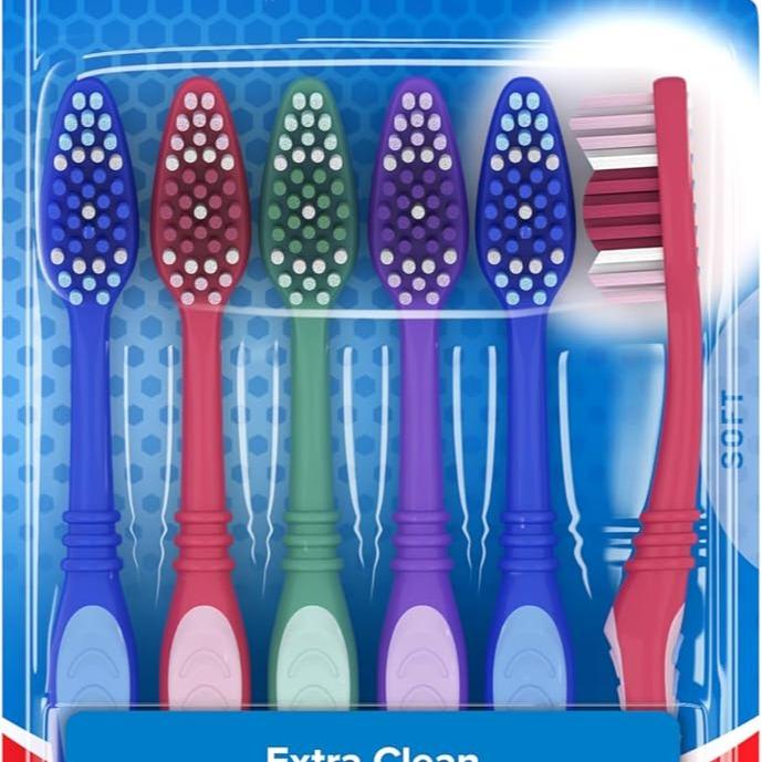 Colgate Extra Clean Toothbrush, Soft Toothbrush for Adults Packaging May Vary, 6 Count Comfort Oral