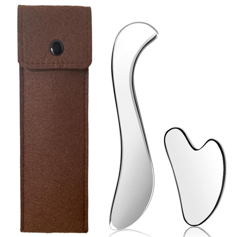 Scraping Board Set, 2pcs set Grade Stainless Steel Gua Sha Tool, Comfort Portable Body Care Tool, Multi-use Manual Massage Tools for Back, Legs, Arms