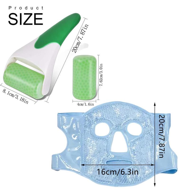 Cold & Hot Use Facial Gel Mask & Massage Ice Roller, 2 Counts set Face Lifting & Firming Skin Care Tool, Professional Skincare Tools for Women