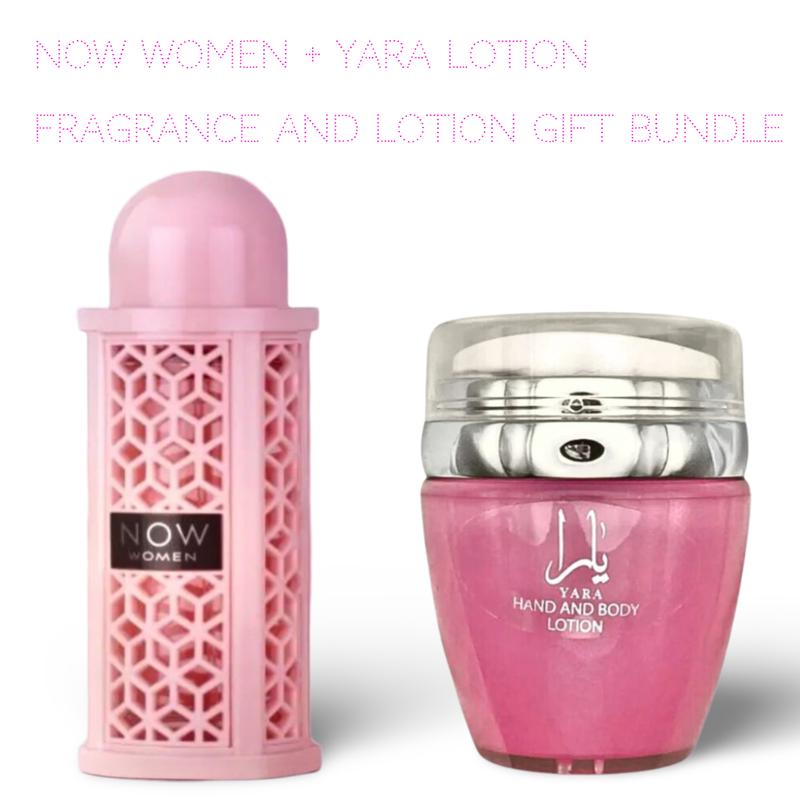 Lattafa Perfumes Now Women + Yara Moisturizing Hand & Body Lotion - Value Bundle - Fragrance and lotion Gift Bundle