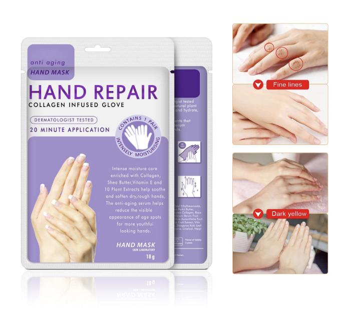 5Pairs Hands Moisturizing Gloves, Hand Skin Repair Renew Mask Infused Collagen, Vitamins + Natural Plant Extracts