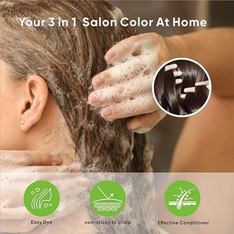 Dark Brown Hair Dye Shampoo for Grey Hair, Instant Hair Color Shampoo 3 in 1 for Women & Men, Herbal Ingredients Hair Coloring Shampoo 500ml - Tintes Para El Cabello(Dark Brown)