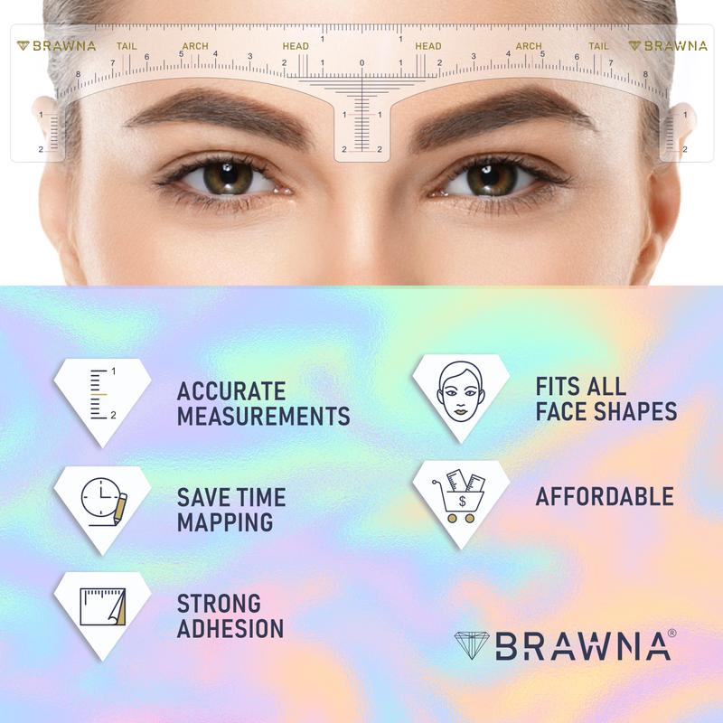 Brawna - Eyebrow Ruler Stencil - 120 Pcs Clear Adhesive Eyebrow Shaping Makeup Smooth