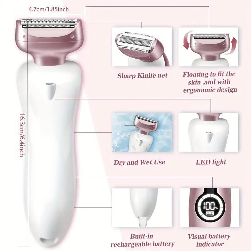 Electric Hair Trimmer, 1 Box Rechargeable Cordless Hair Removal Machine & Accessories, Wet and Dry Use Hair Trimmer for Women