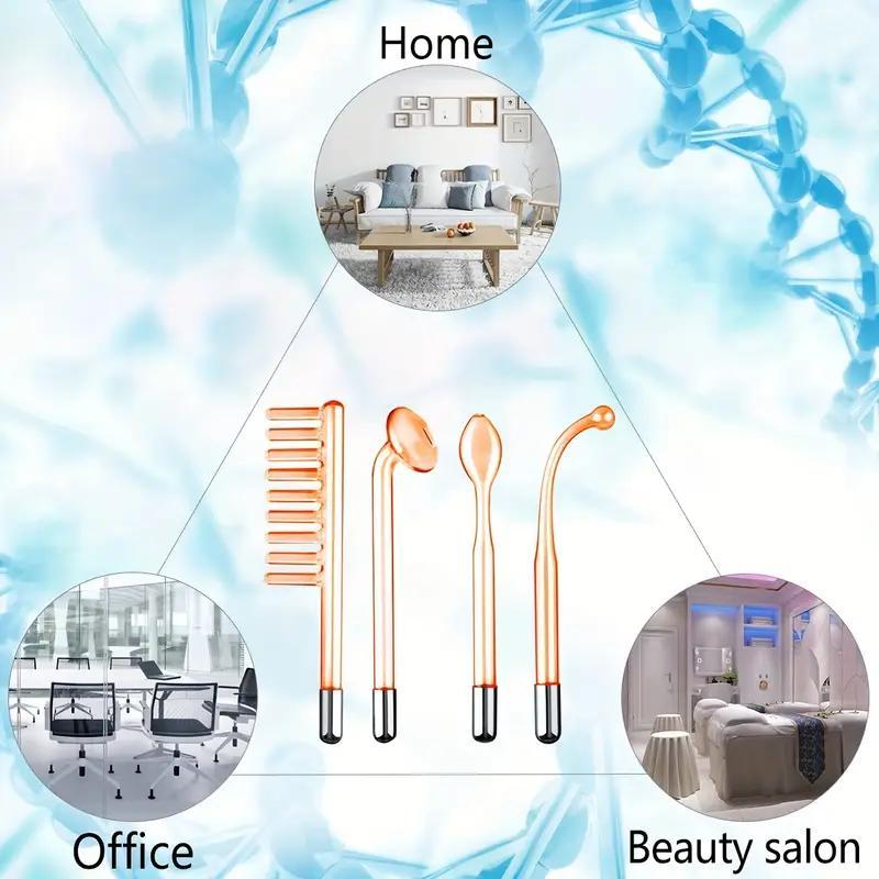 Portable Handheld High Frequency Electric Wand, 1 Set High Frequency Electric Comb, Facial Beauty Instrument for Women & Girls