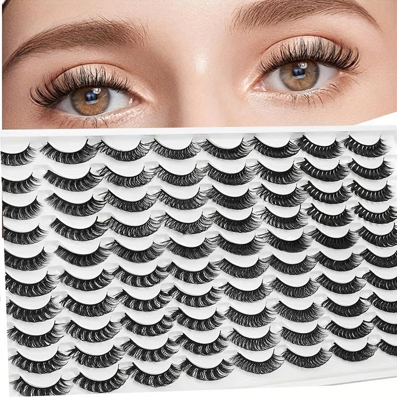 D Curl False Eyelashes, 40 Pairs Volumized Dense Cluster Lashes for Eyelashes Extensions, Natural Curling Thick Fake Eyelashes for Women Makeup